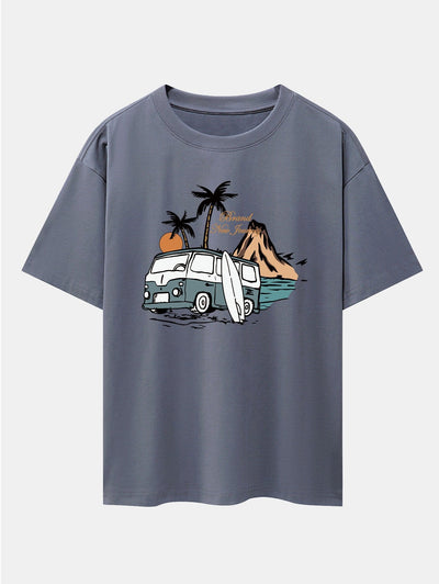 Emilio® | Car Island Print Drop Shoulder Oversize T-Shirt