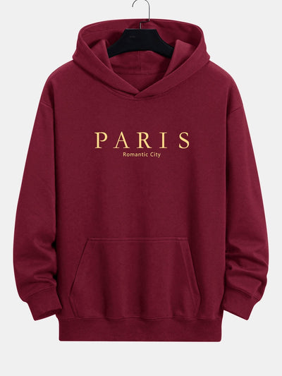 John | Paris Slogan Print Relax Fit Hoodie