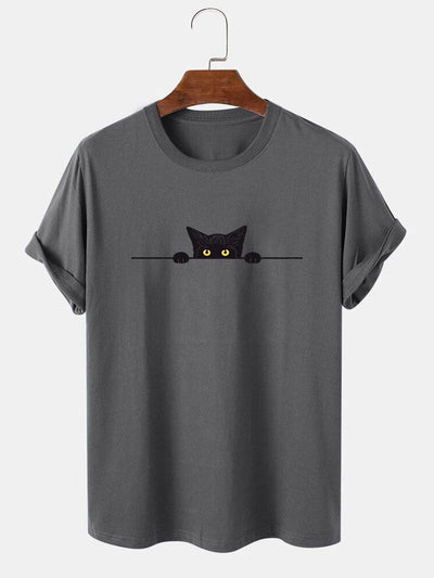 Tristán® | Black Cat Print T-Shirt