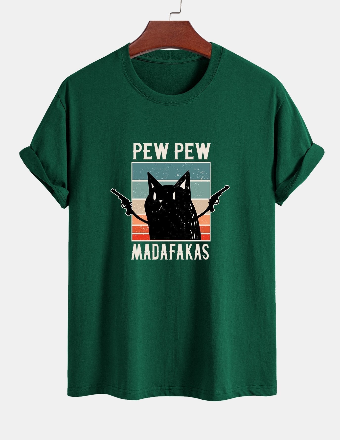 Tadeo® | Black Cat Print Cotton T-Shirt