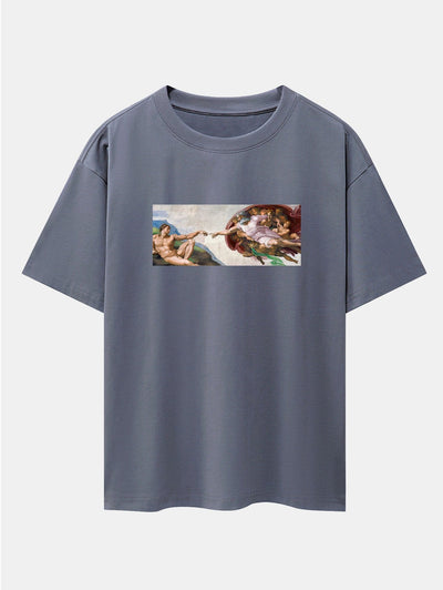 Jimmy® | The Creation Of Adam Print Drop Shoulder Oversize T-Shirt