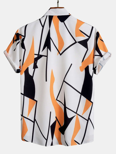Paulo® | Color Block Abstract Print Button Up Shirt & Swim Shorts
