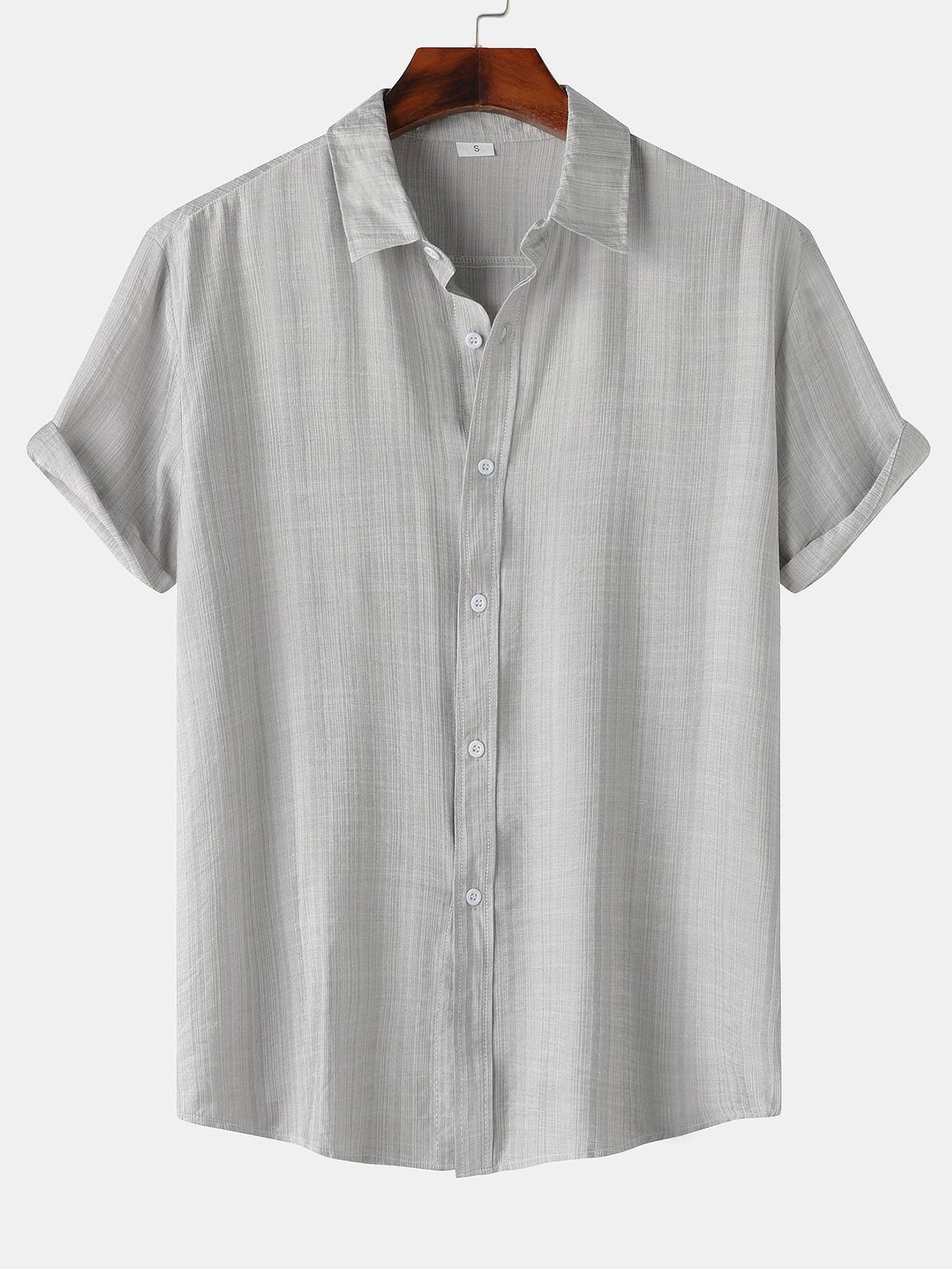 Auber® | Short Sleeve Textured Button Up Shirt
