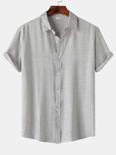 Auber® | Short Sleeve Textured Button Up Shirt