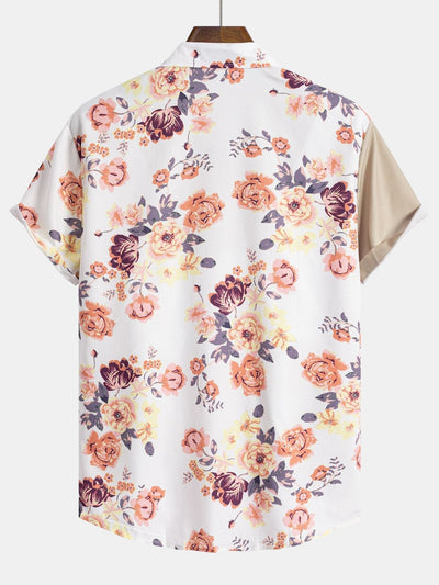 Adriel® | Floral Patchwork Print Button Up Shirt & Swim Shorts
