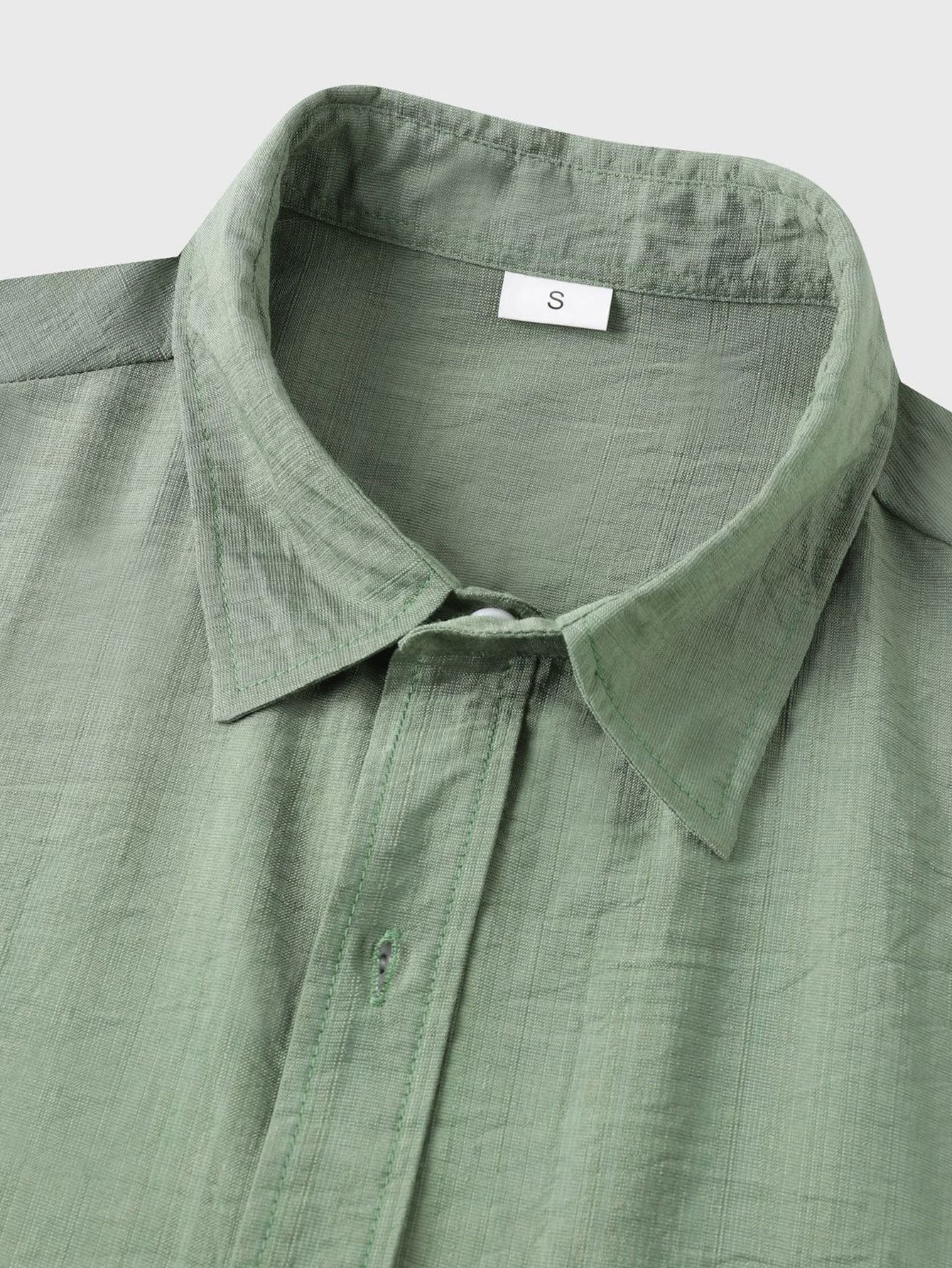 Auber® | Short Sleeve Textured Button Up Shirt