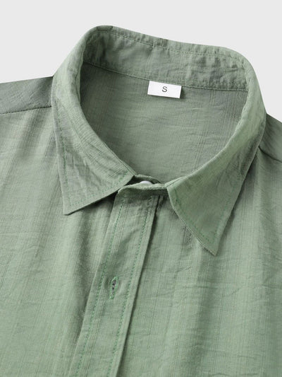 Auber® | Short Sleeve Textured Button Up Shirt