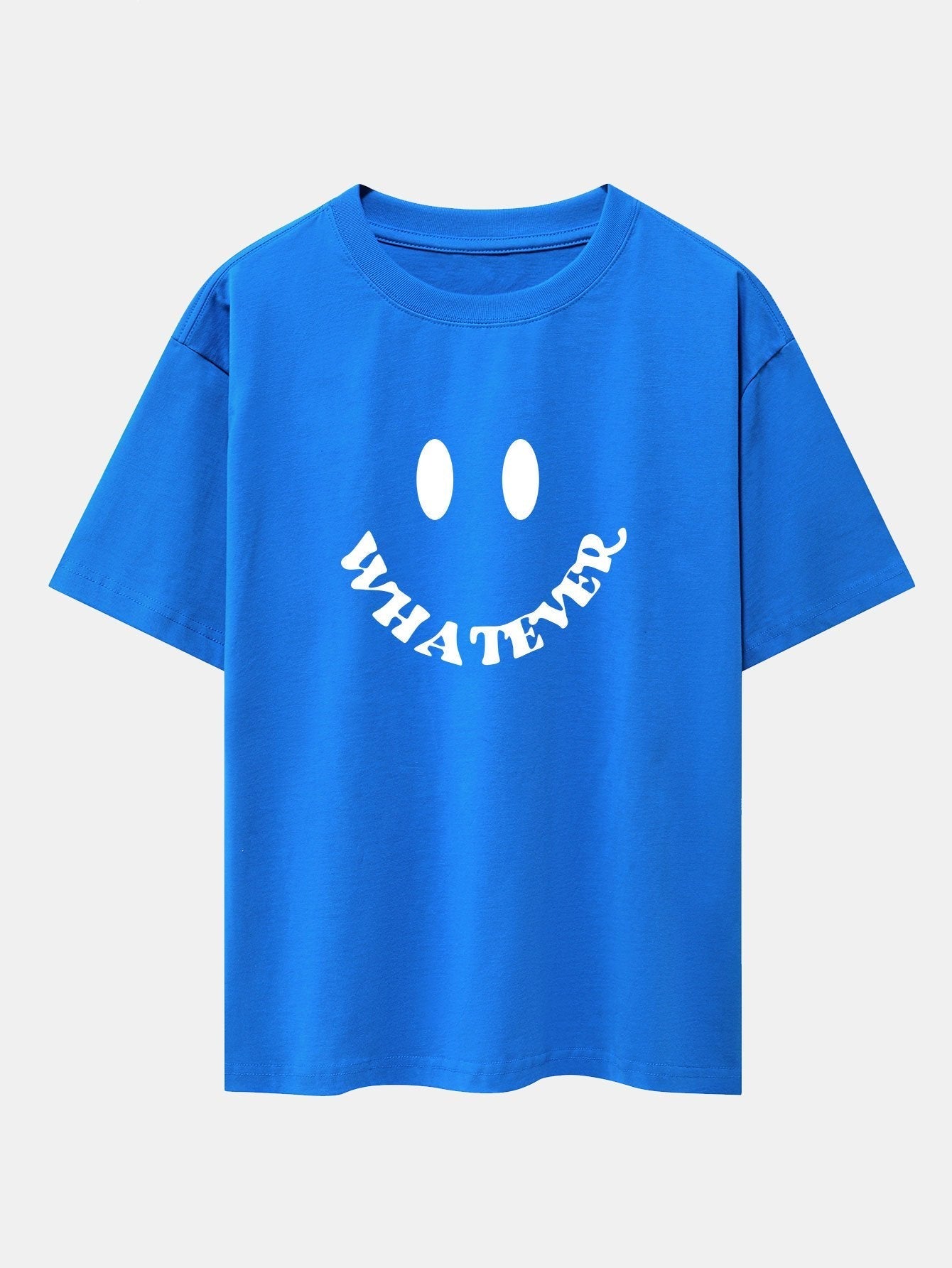 Andrés® | Smiley Face Slogan Print Drop Shoulder Oversize T-Shirt