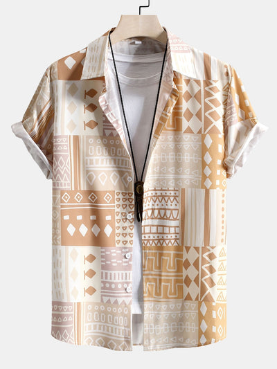 Anibal® | Tribal Geometric Patchwork Print Button Up Shirt