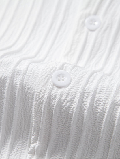 Asdrúbal® | Striped Jacquard Cuban Collar Shirt & Straight Leg Pants