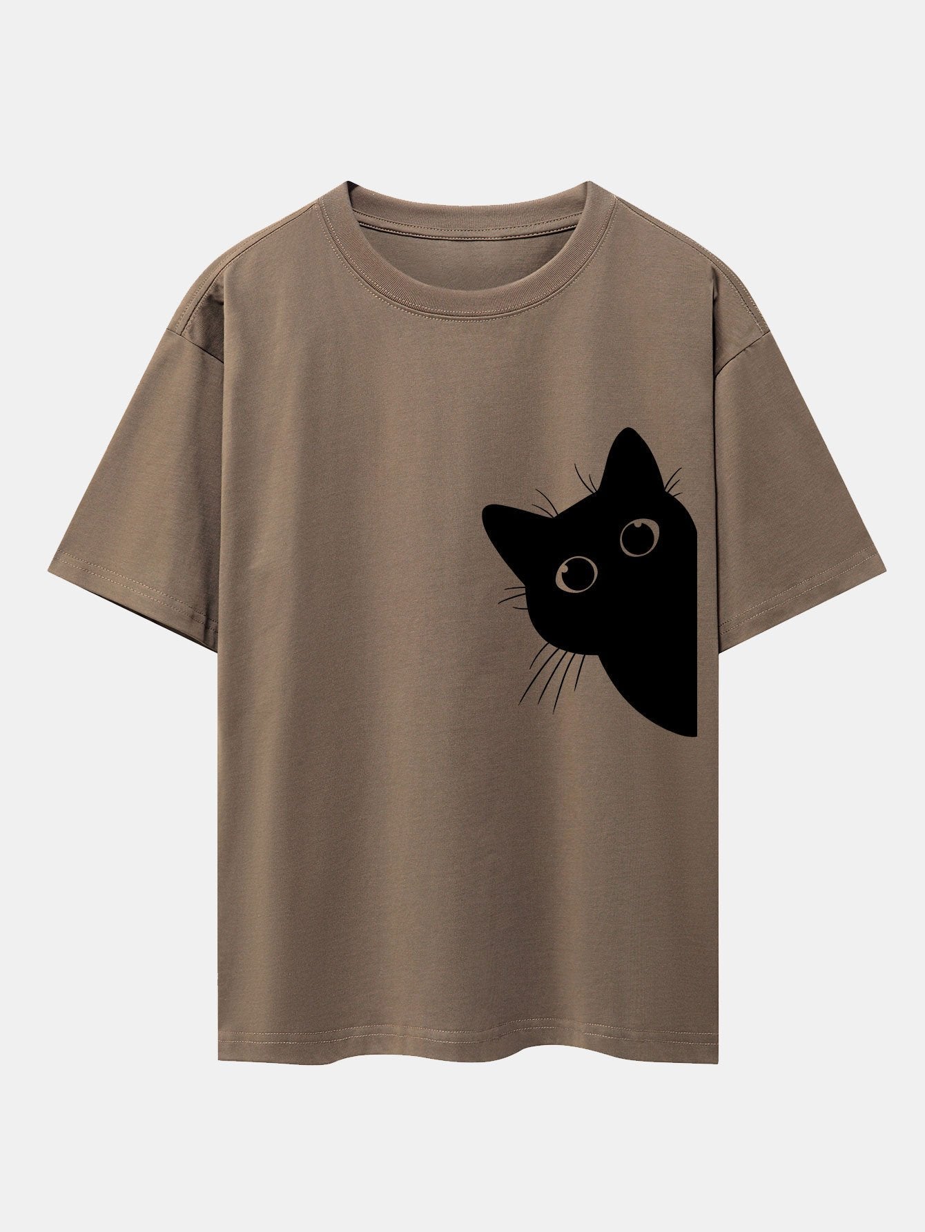 Zacarías® | Black Cat Print Drop Shoulder Oversize T-Shirt