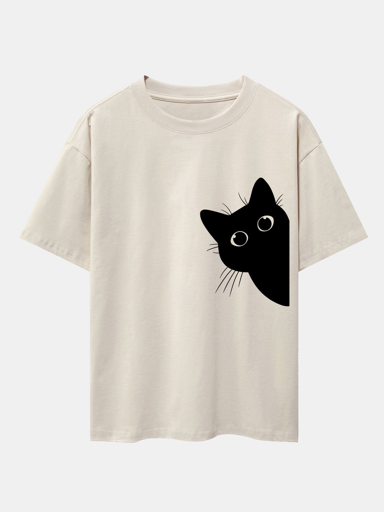 Zacarías® | Black Cat Print Drop Shoulder Oversize T-Shirt