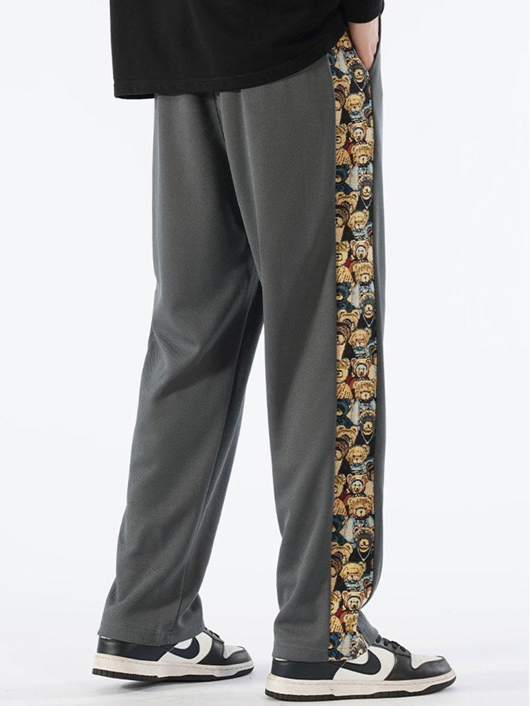 Valentín® | Bear Print Patchwork Straight Leg Pants