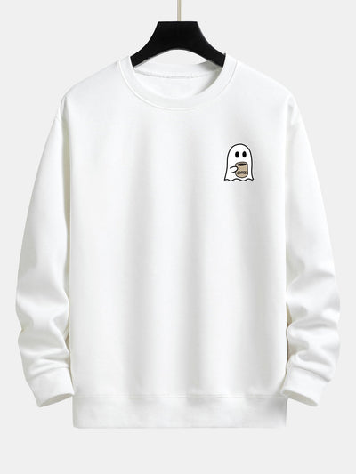 Ferdinand® | Ghost Drinking Coffee Print Relax Fit Sweatshirt
