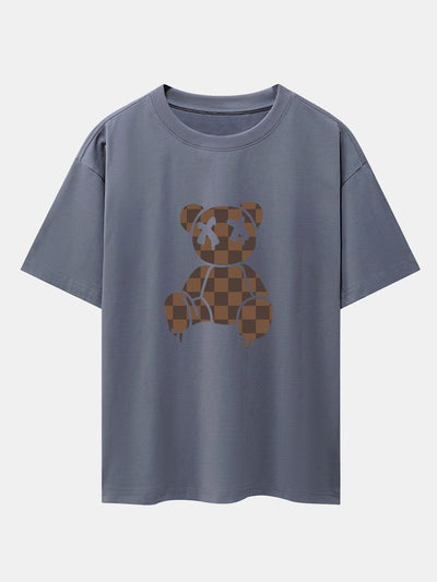 Isidro® | Checkerboard Dissolving Bear Drop Shoulder Oversize T-Shirt