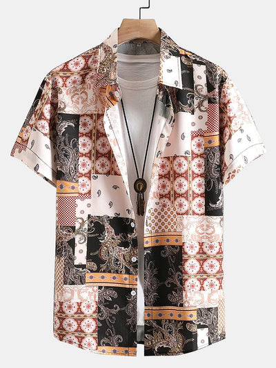 Arlie® | Paisley Baroque Scarf Print Button Up Shirt