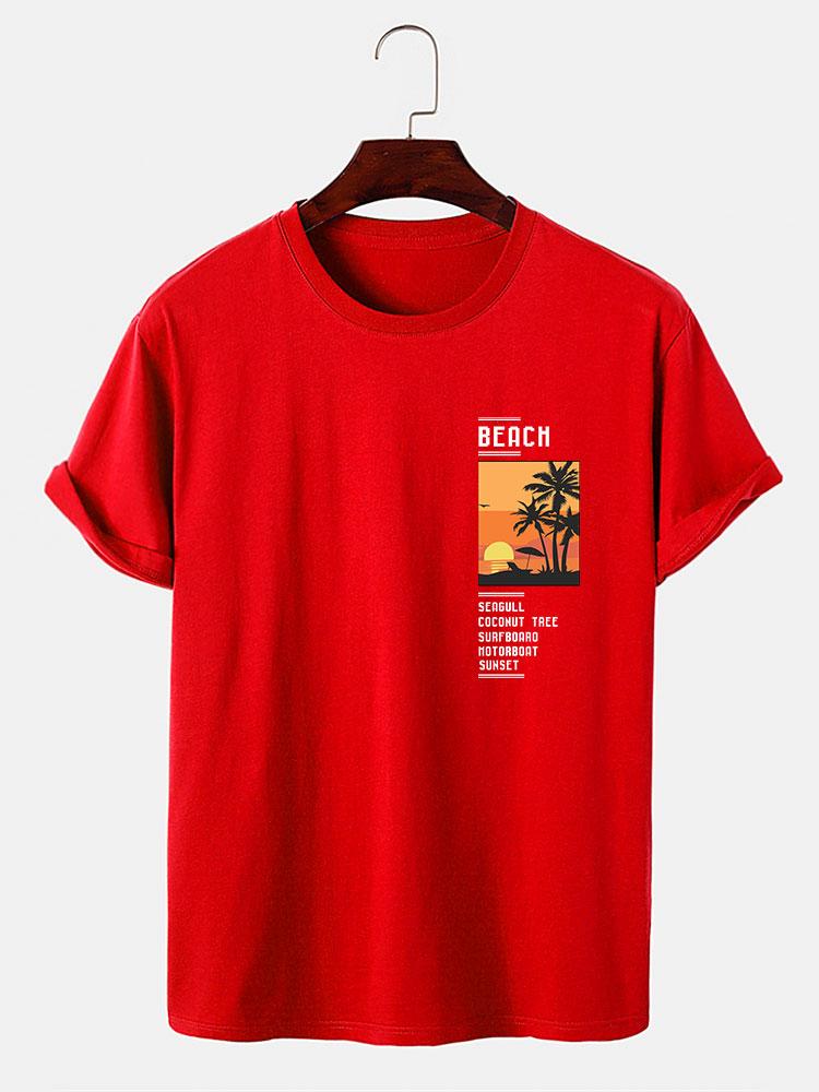 Alban® | Beach Scenery Slogan Print T-Shirt