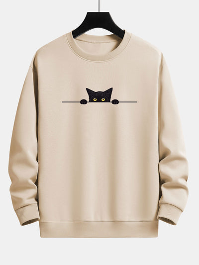 Daryl® | Black Cat Print Relax Fit Sweatshirt