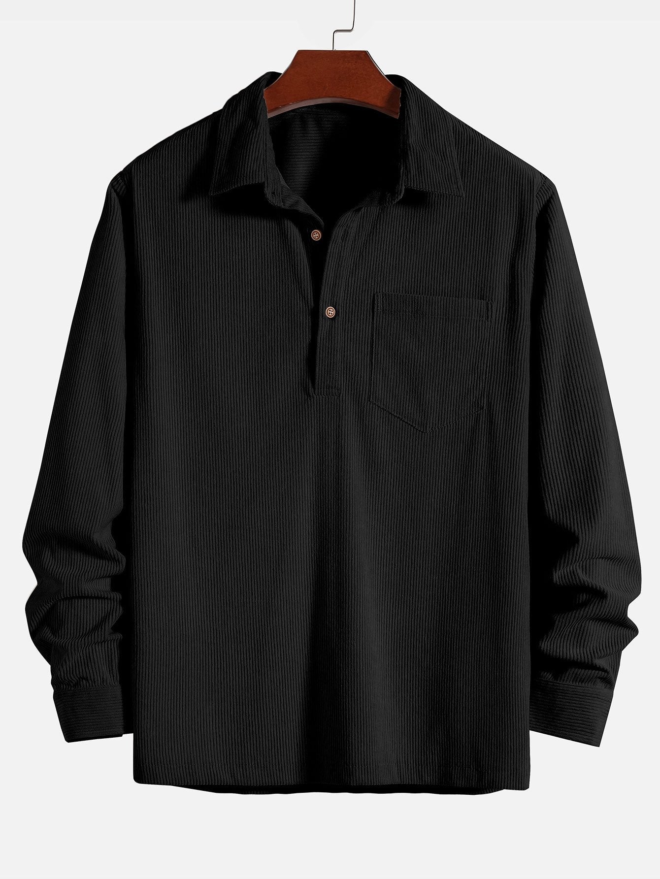 Amyas® | Long Sleeve Polo Neck Corduroy Shirt