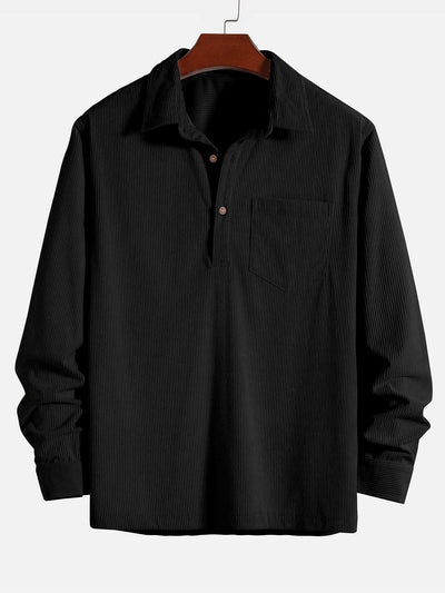 Amyas® | Long Sleeve Polo Neck Corduroy Shirt