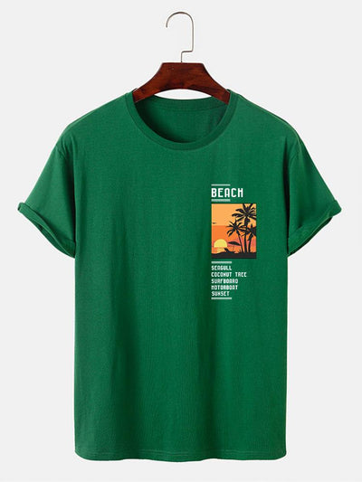 Alban® | Beach Scenery Slogan Print T-Shirt
