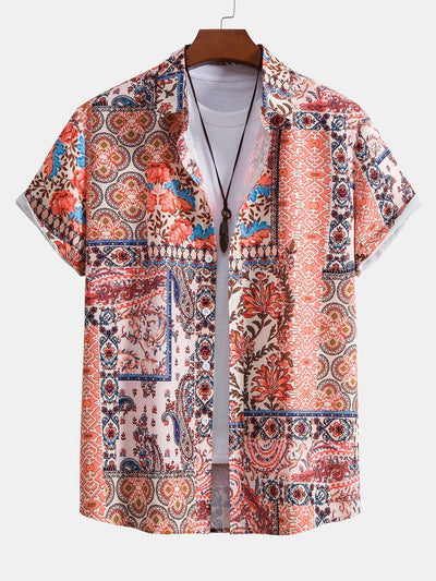 Alpin® | Floral Paisley Patchwork Print Button Up Shirt