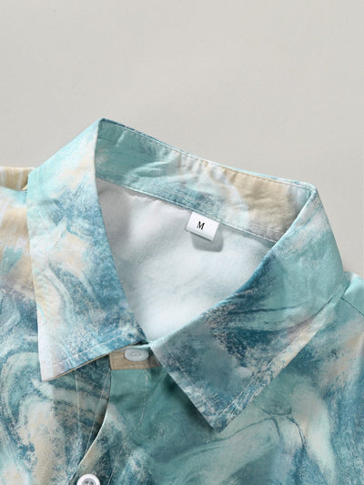 Anwell® | Marble Texture Print Button Up Shirt