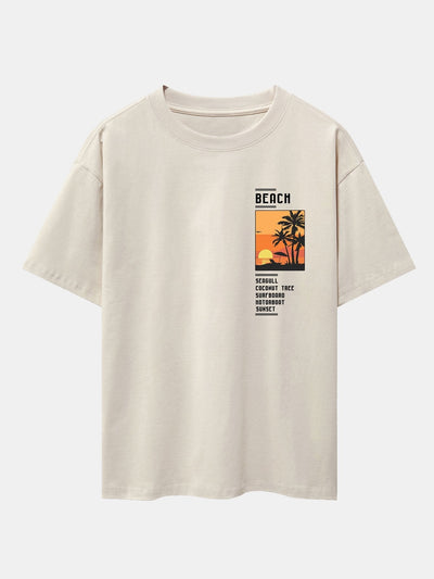 Aldo® | Beach Scenery Slogan Print Drop Shoulder Oversize T-Shirt
