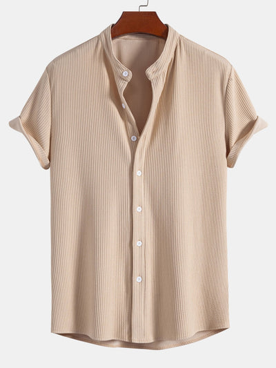 Aiolos® | Muscle Fit Stand Collar Ribbed Shirt