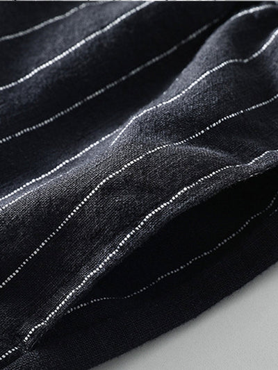 Barath® | Linen Cotton Blend Drawstring Striped Shorts