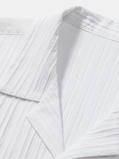 Asdrúbal® | Striped Jacquard Cuban Collar Shirt & Straight Leg Pants