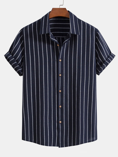 Abelardo® | Cotton Blend Striped Button Up Shirt