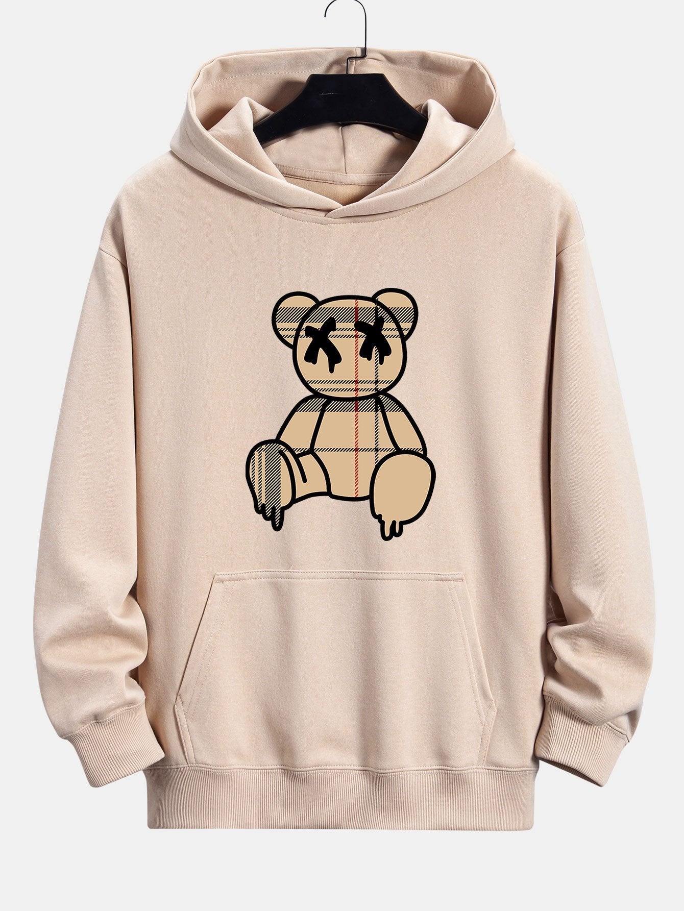 Marcus | Plaid Dissolving Bear Print Relax Fit Hoodie