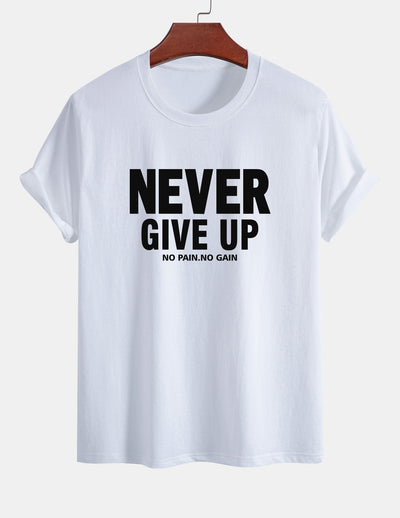 Ubaldo® | Never Give Up Print Cotton T-Shirt
