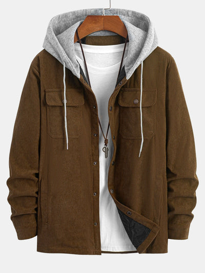 Gabriel | Quilted Lined Corduroy Hooded Coat