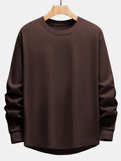 Adeimantos® | 3 Pieces Basic Long Sleeve Heavy Weight Arc Hem T-Shirts