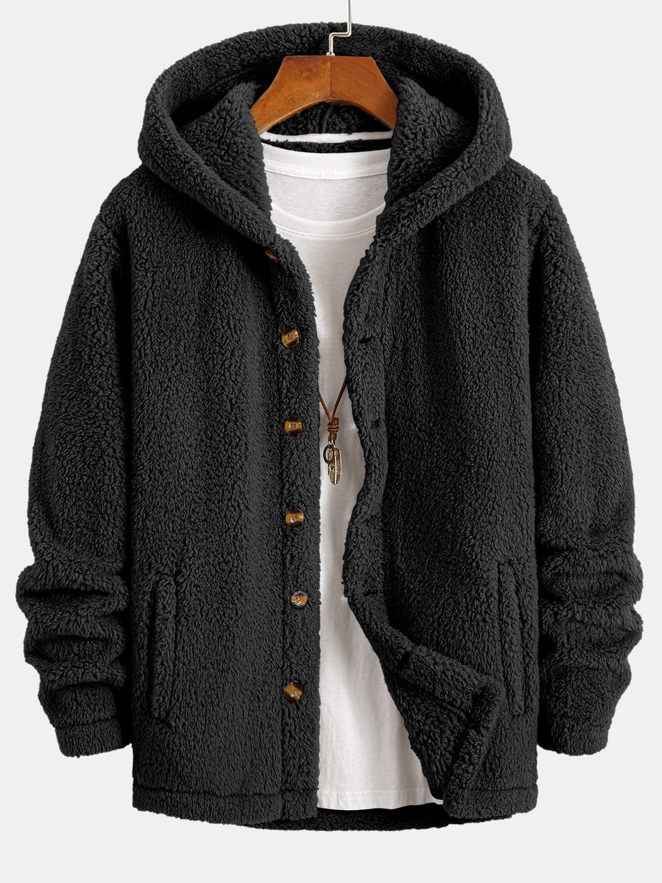 Ryder | Teddy Fleece Button Up Hooded Coat