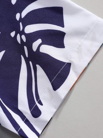 Adonis® | Colorful Leaf Print Button Up Shirt & Swim Shorts