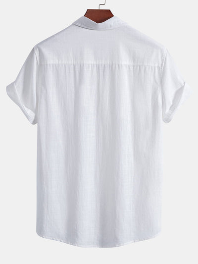 Adler® | Linen Look Cotton Button Up Shirt & Stripe Print Swim Shorts