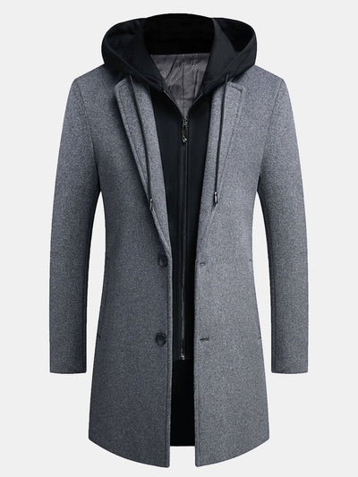 Sterling | Detachable Hooded Woolen Overcoat