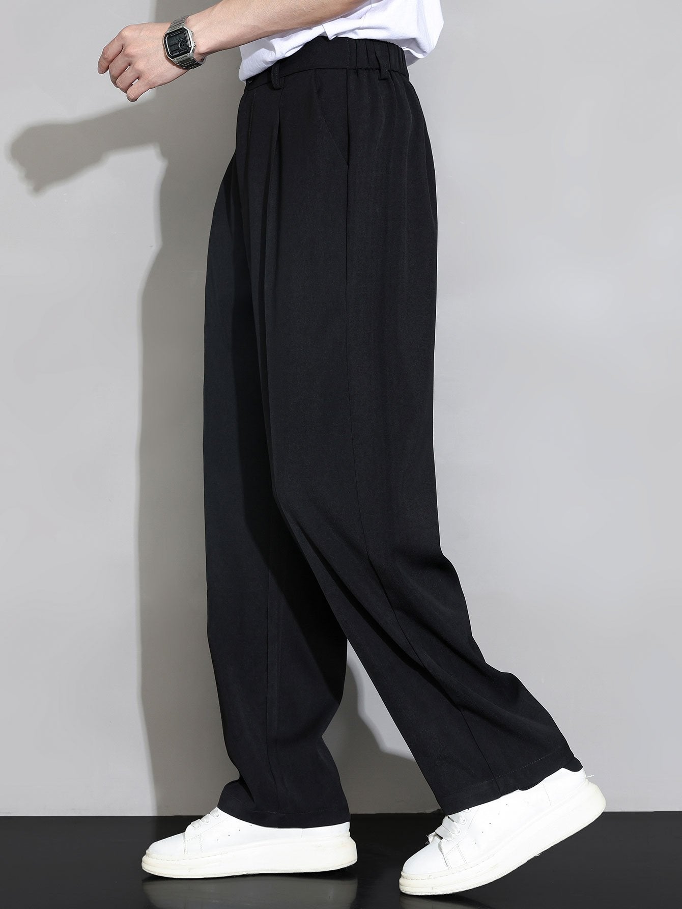 Eustaquio® | Relax Fit Elastic Waist Straight Leg Trousers