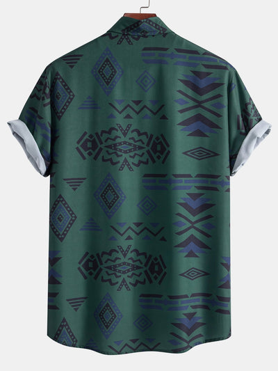 Hermes® | Aztec Geometric Print Shirt & Swim Shorts