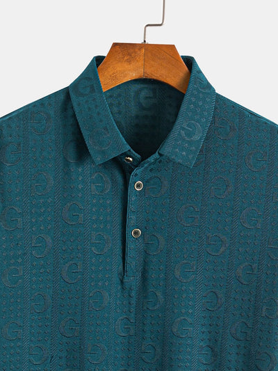 Cornelio® | Short Sleeve Knitted Letter Textured Polo