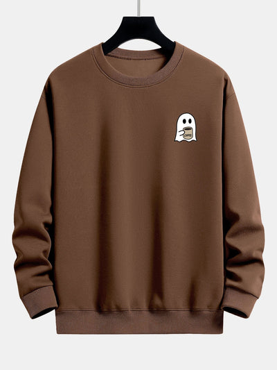 Ferdinand® | Ghost Drinking Coffee Print Relax Fit Sweatshirt