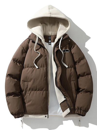 Caspian | Contrast Zip Up Hooded Puffer Coat