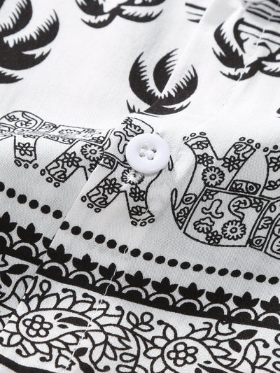 Arlin® | Elephant Print Button Up Shirt