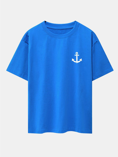 Alenio® | Anchor Print Drop Shoulder Oversize T-Shirt