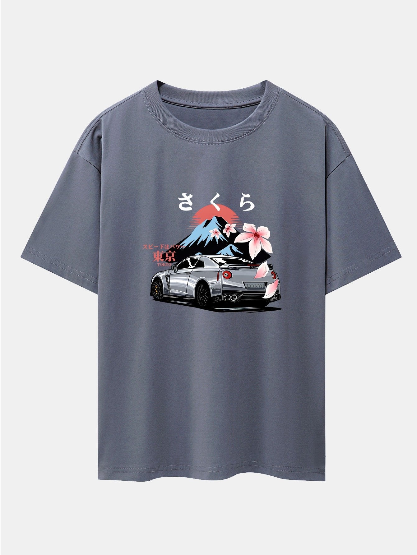 Howard® | Tokyo Cherry Blossoms Car Print Drop Shoulder Oversize T-Shirt