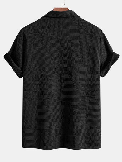 Cyrus® | Geometric Style: Short-Sleeved Cuban Shirt With Geometric Texture