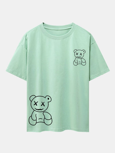 Adolfo® | Bear line Print Drop Shoulder Oversize T-Shirt